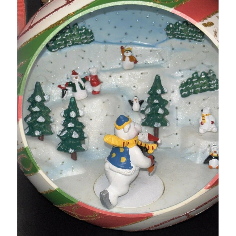 Giant Christmas Ornament Winter Skating Fun Animated Fiber Optic Lighted Musical